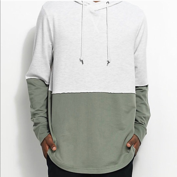 ninth hall Tops - Ninth Hall Green and Natural Hoodie